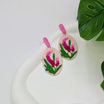 Pink Floral Polymer Clay Dangles