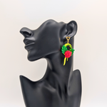 Handcrafted Red Rose Vine Hoop Earrings