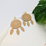 Beige Harmony Mandala Earrings