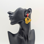 Golden Crimson Bloom Earrings