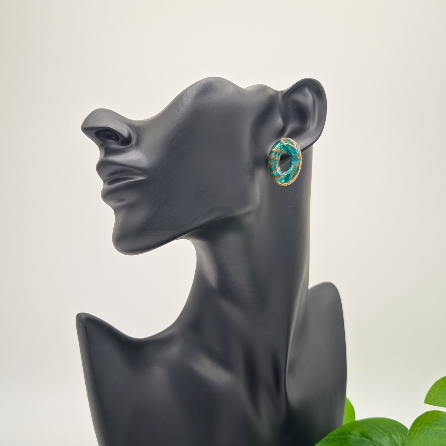 Emerald Marble Loop Earrings