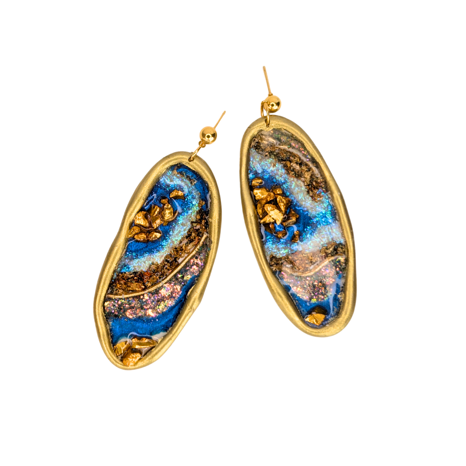 Golden Shoreline Geode Earrings