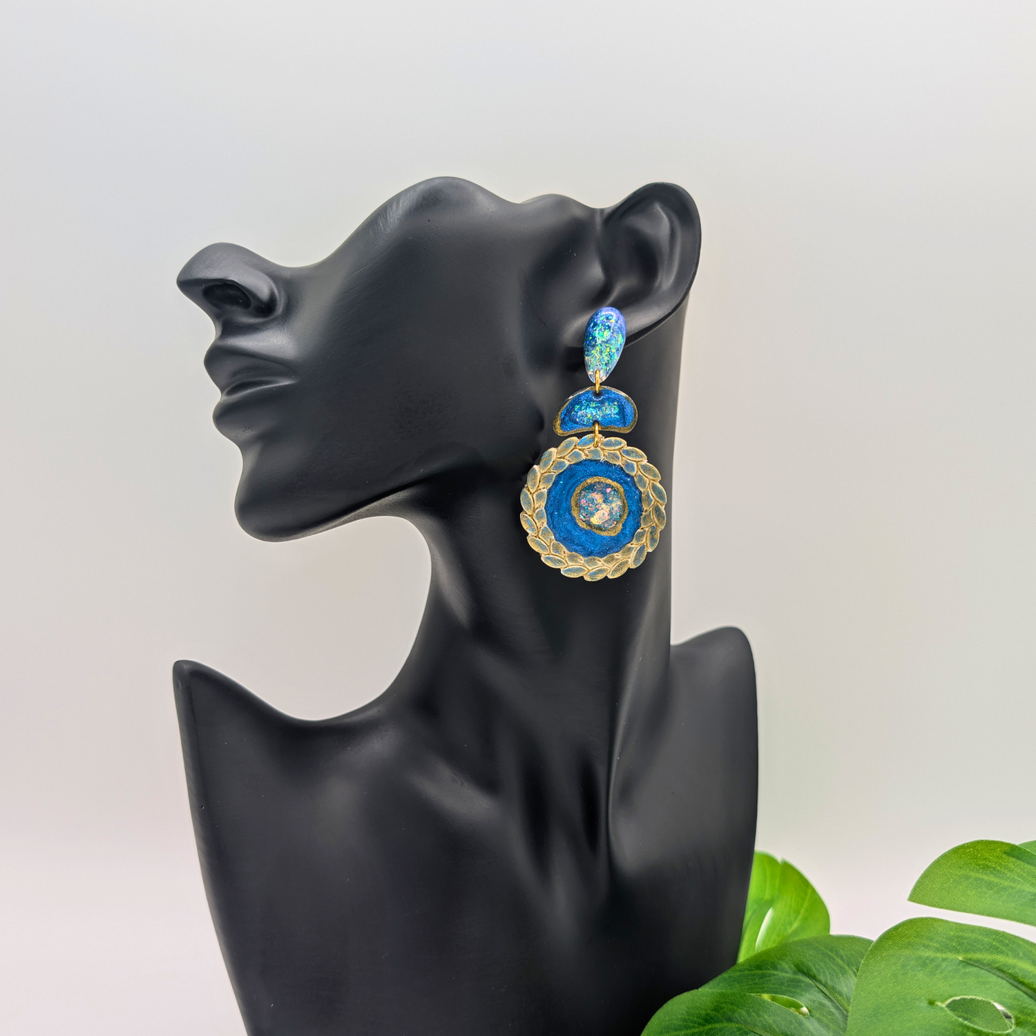 Blue Laurel Geode Drop Earrings