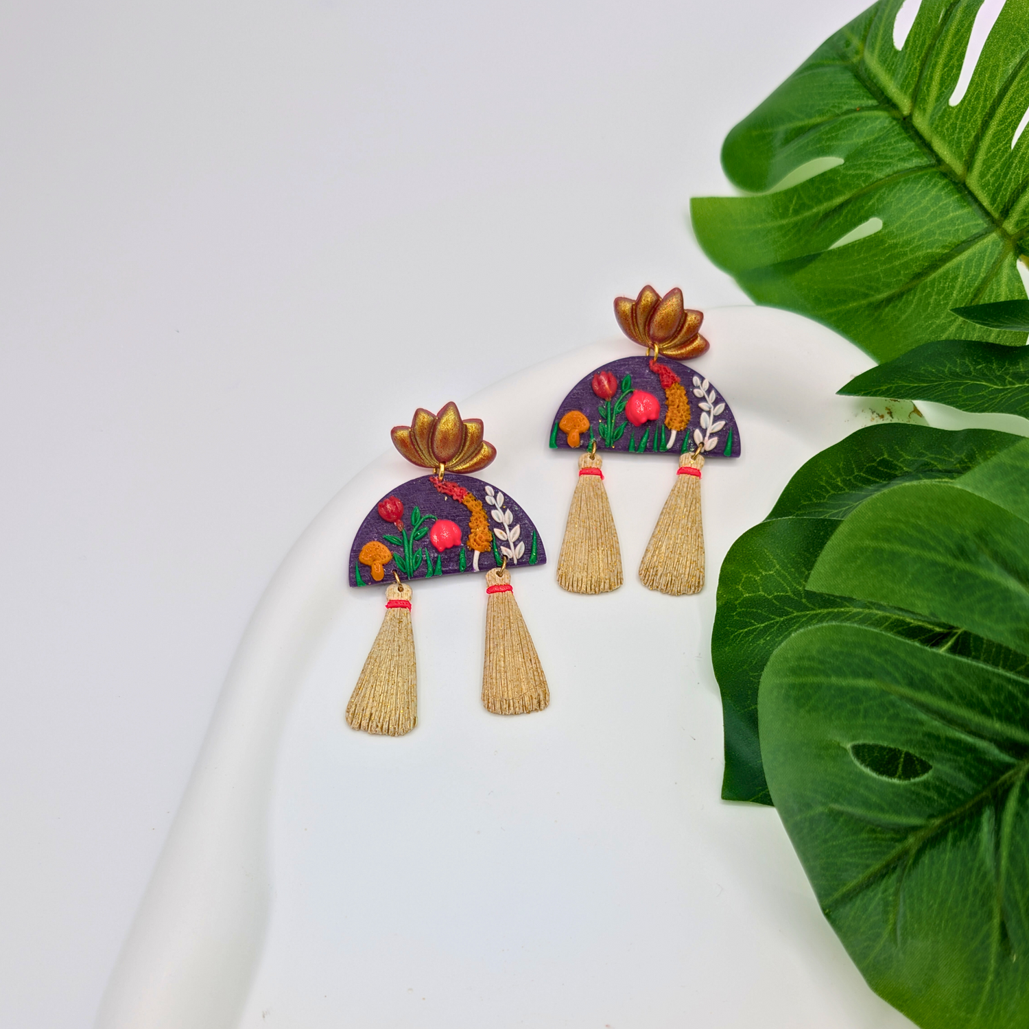 Blooming Lotus Tassel Earrings