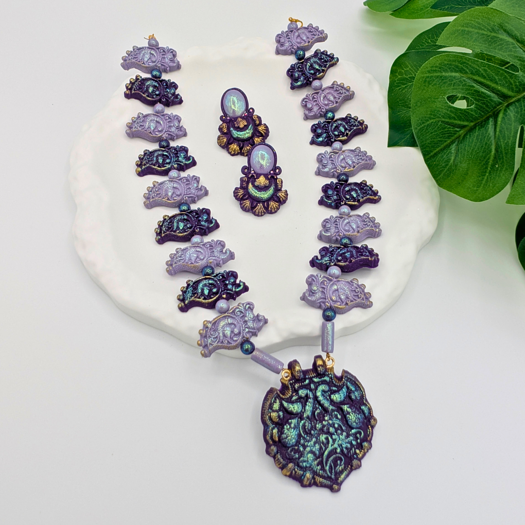 Imperial Twilight Peacock Necklace Set