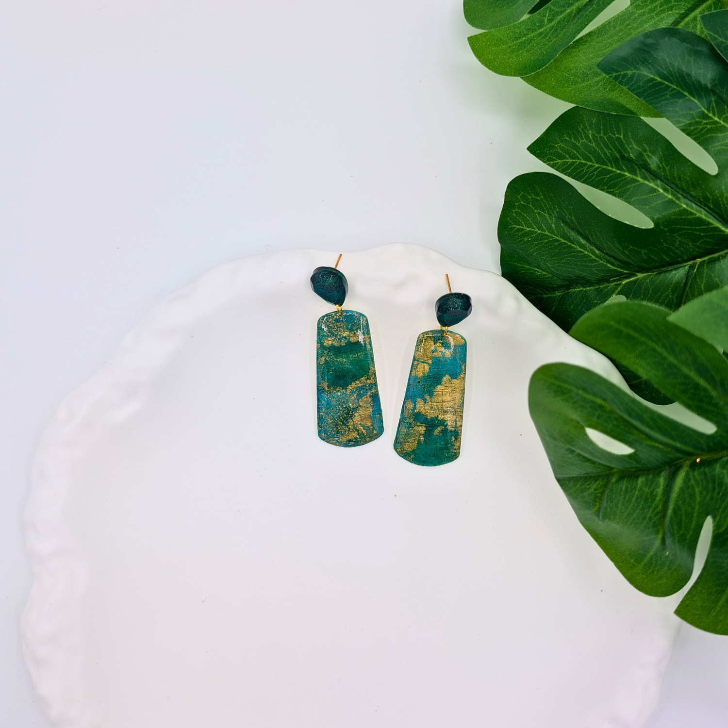 Ocean Marble Resin Earrings