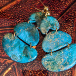 Handmade Oceanic Bliss Polymer Clay Earrings with Organic Teal Oval Shapes