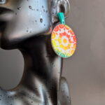 Handmade Multicolor Mandala Polymer Clay Earrings with Vibrant Boho Dangle Design Inspired by Rangoli Art