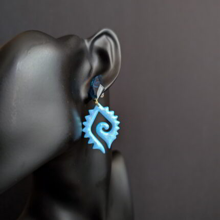 Handmade Blue Crystal and Shell Polymer Clay Earrings